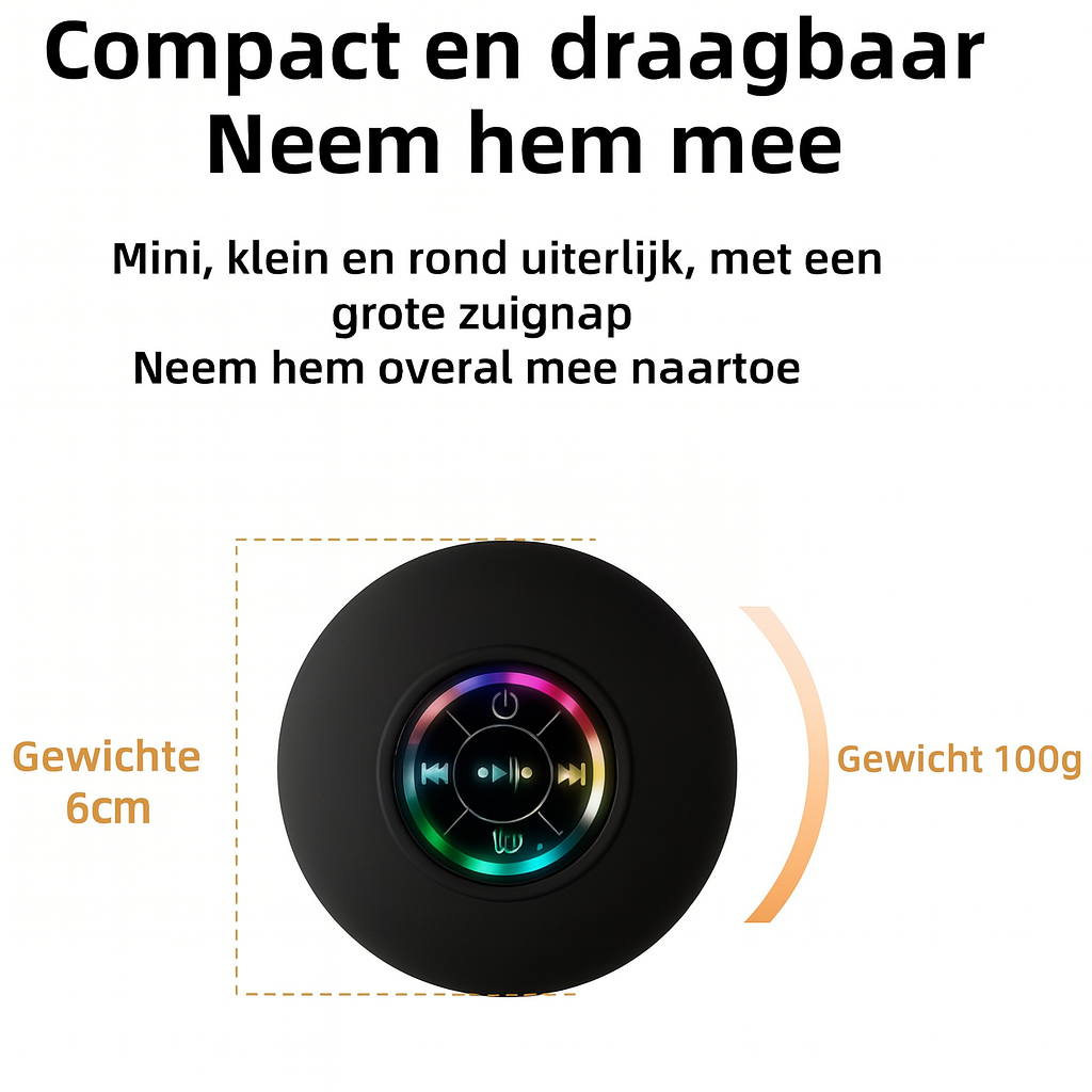 Douche Speaker met LED – Draadloos & Waterbestendig