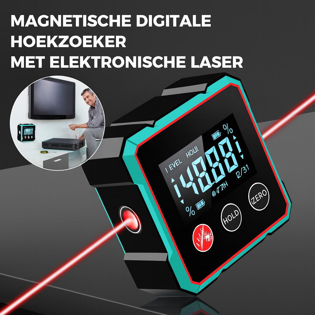 Digitale Hoek- & Lijnlaser Meter – Met Magneetbasis voor Nauwkeurige Metingen