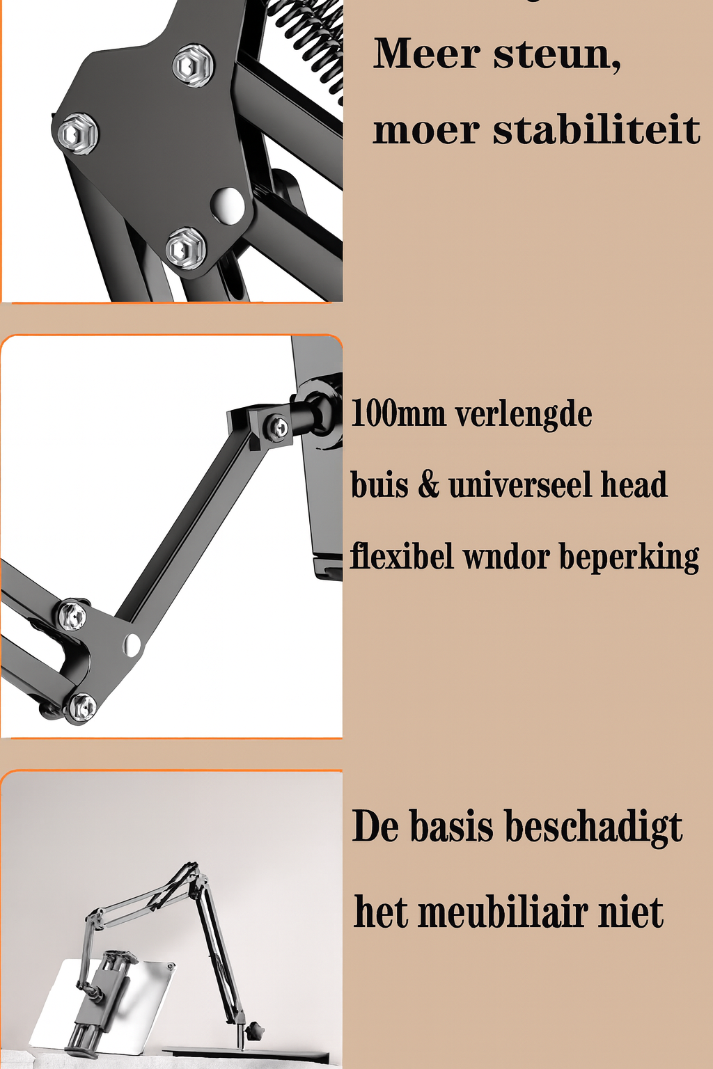 Verborgen Bedhouder – Uitschuifbare Stand voor Telefoon & Tablet