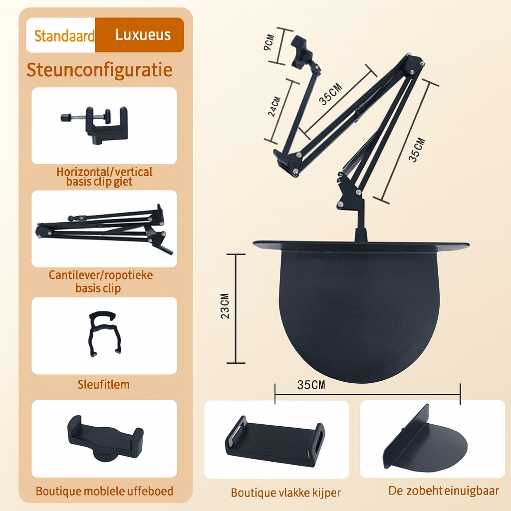 Verborgen Bedhouder – Uitschuifbare Stand voor Telefoon & Tablet