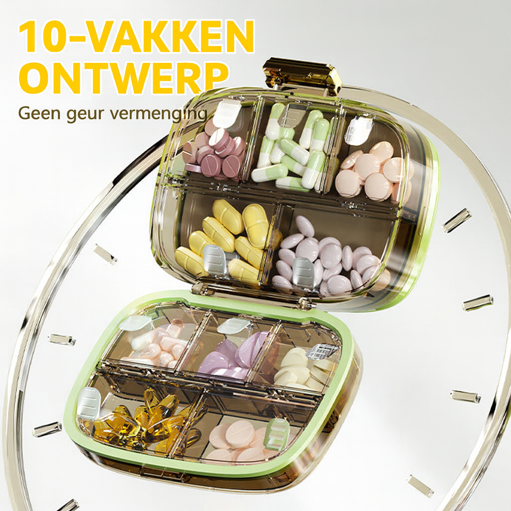 Verzegelde draagbare pillendoos voor op reis