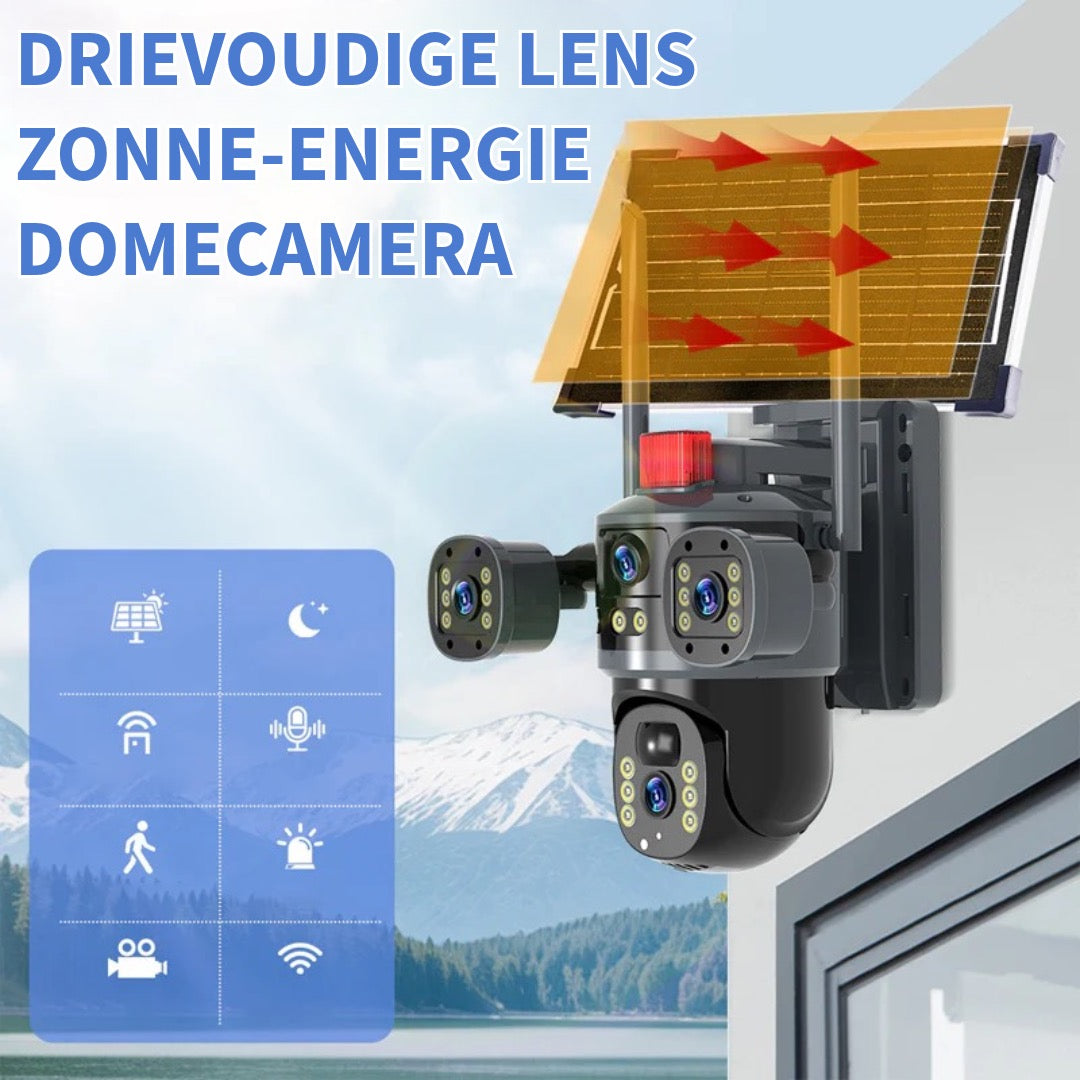 Drievoudige Lens Zonne-energie Domecamera