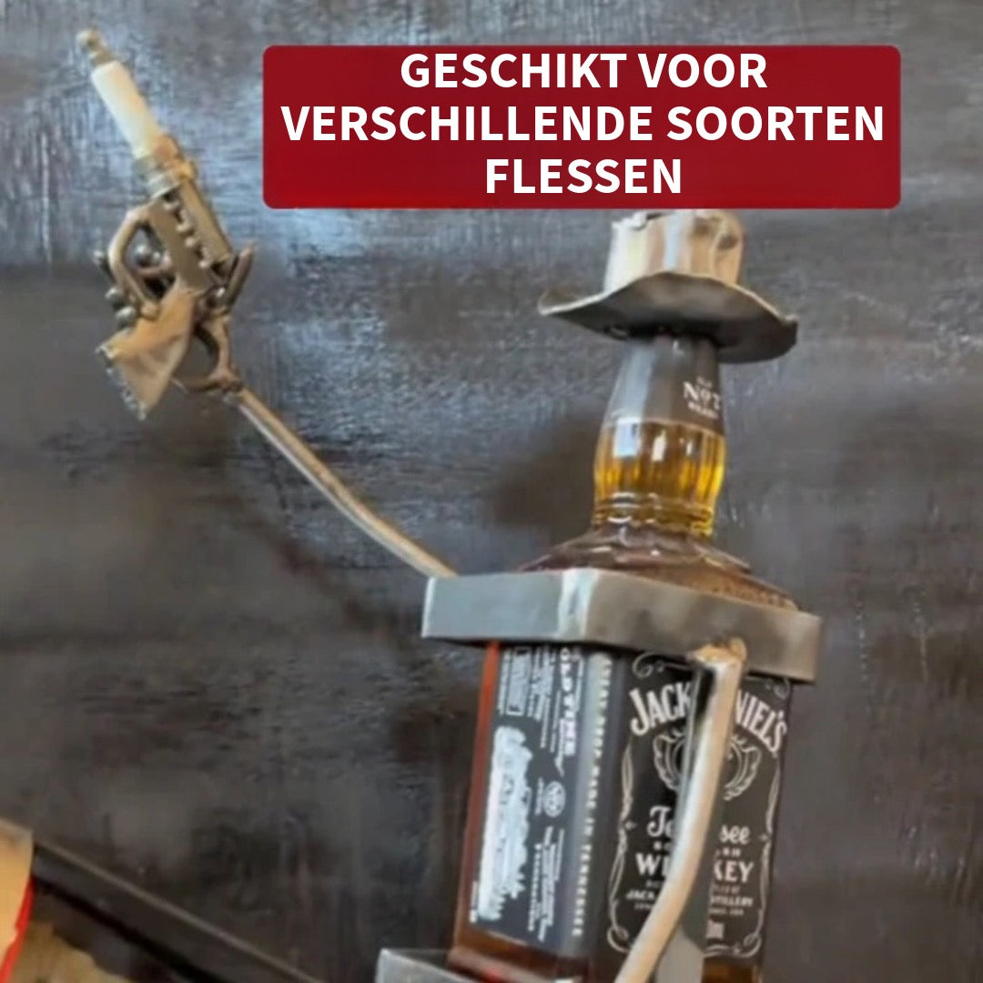 Schedelhouder voor frisdrank- en sterke drankflessen