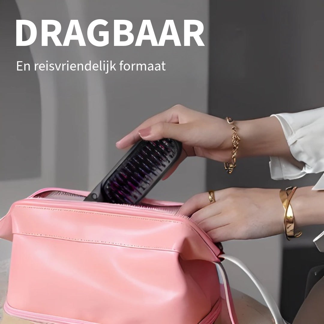 Draagbare 3-in-1 Haarborstel - Steilen, Krullen en Drogen