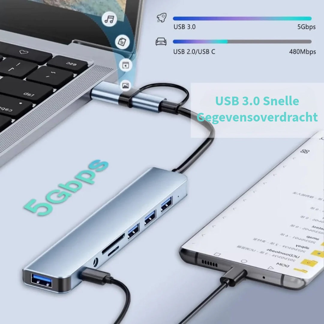 8-in-2 USB-hub