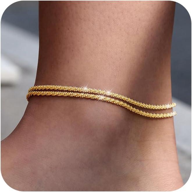 TEWIKY Fijne Gelaagde Enkelband – Waterdicht en Elegant voor Dames