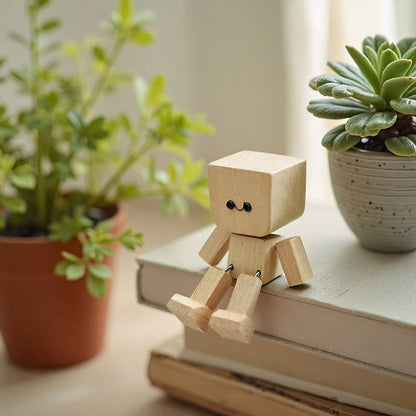 Charmant Houten figuur - 12 Gezichtsuitdrukkingen