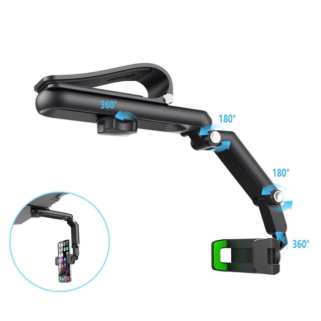 Multifunctionele 1080° Telefoonhouder – Voor Zonneklep & Volledige Rotatie