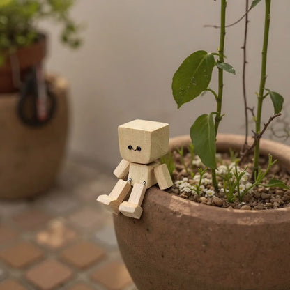 Charmant Houten figuur - 12 Gezichtsuitdrukkingen