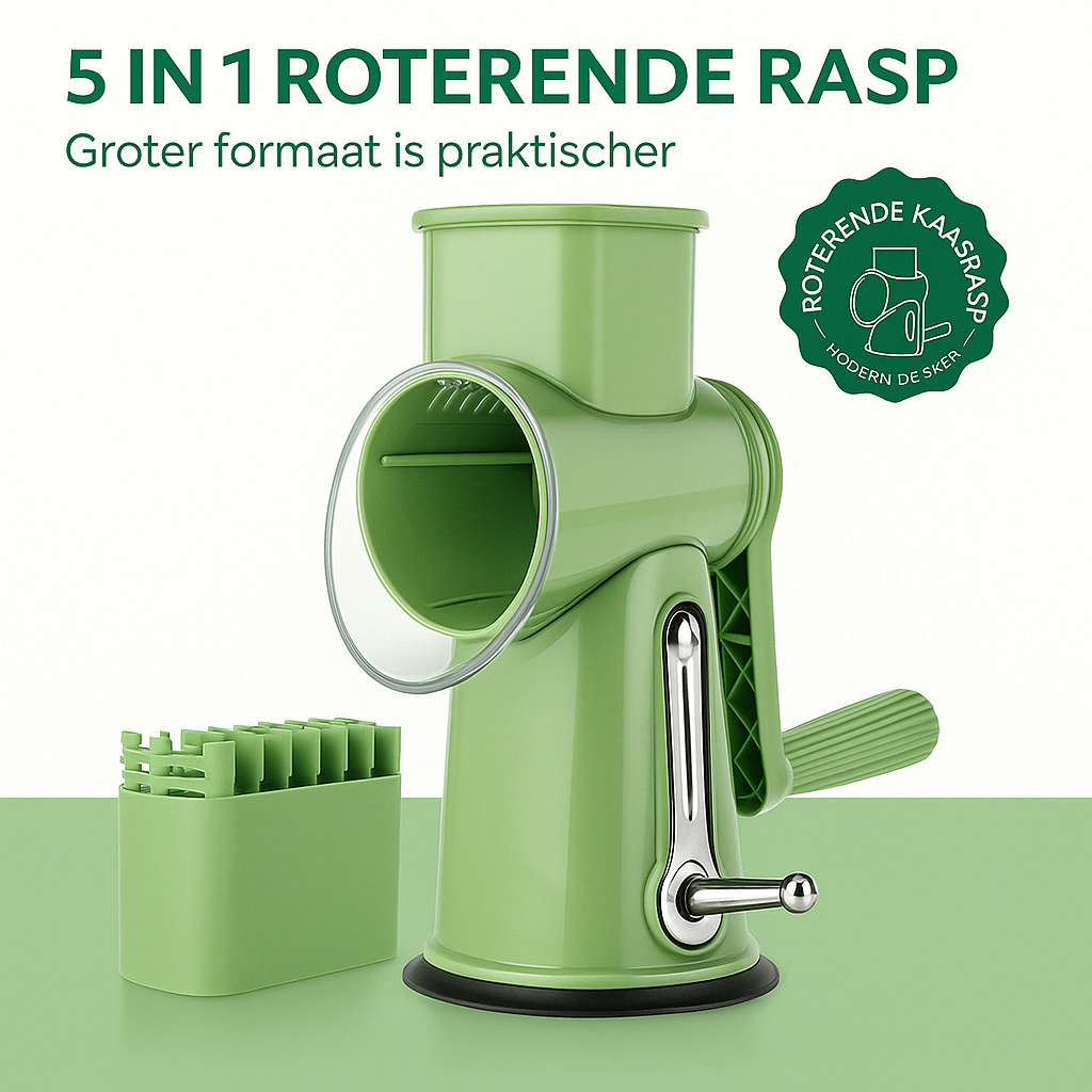 Roterende Kaasrasp met Handgreep – Snel en Veilig Raspcomfort