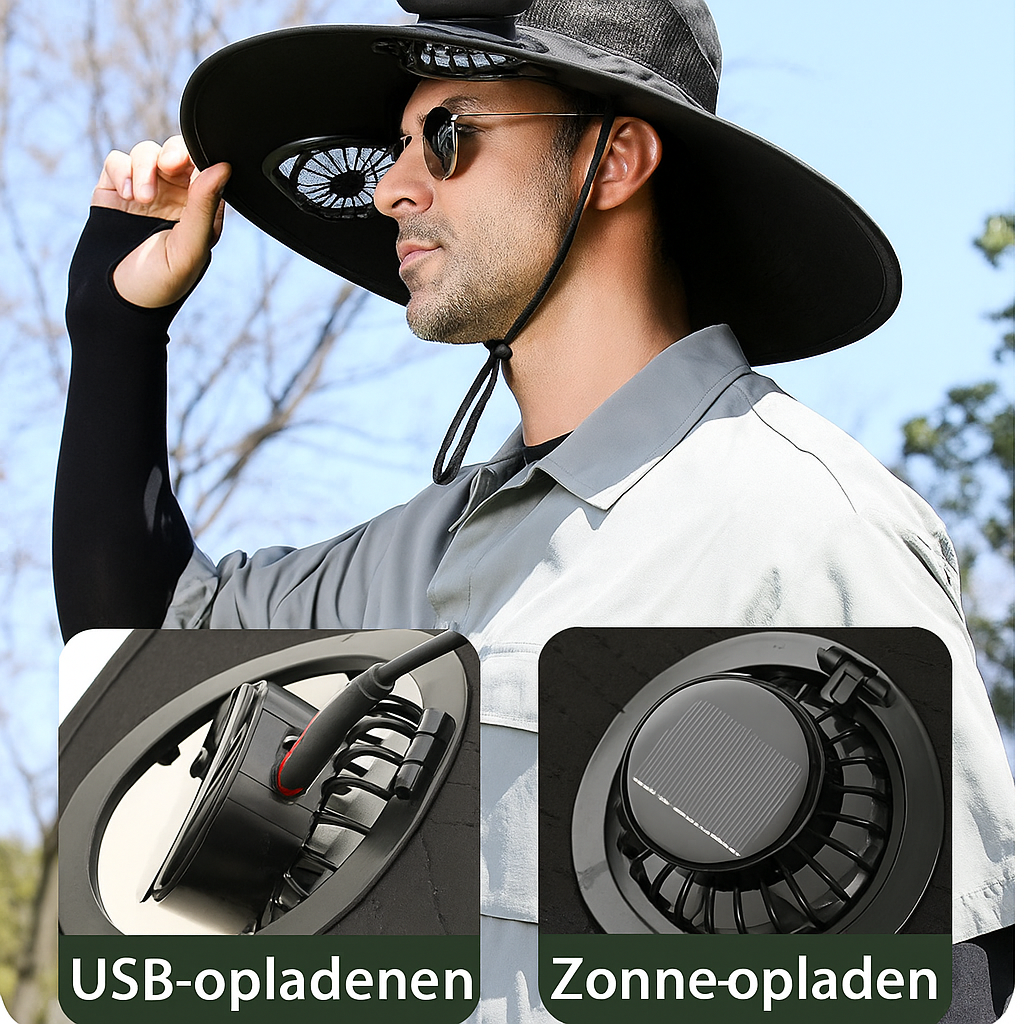 Brede Outdoor Zonnehoed met Zonneventilator