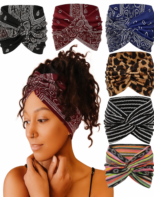 Boho Print Haarband–1 Set (6 Stuks）