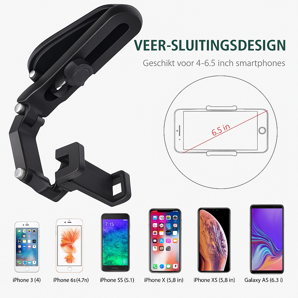 Multifunctionele 1080° Telefoonhouder – Voor Zonneklep & Volledige Rotatie