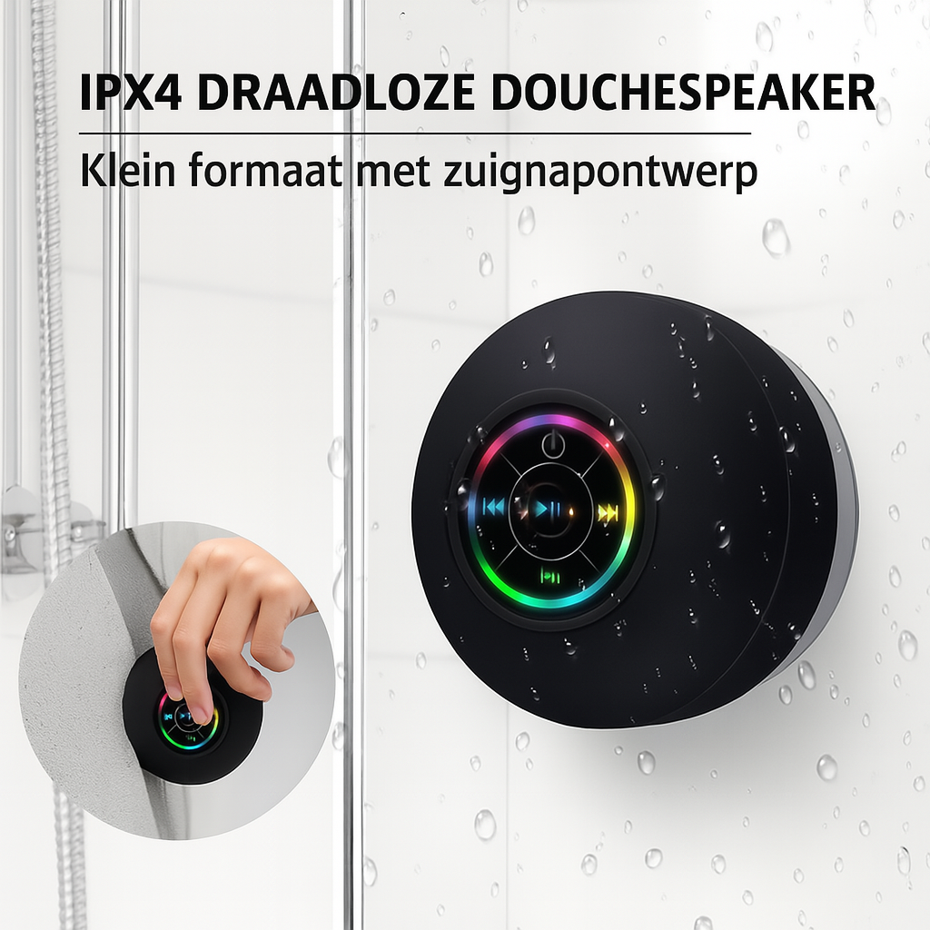 Douche Speaker met LED – Draadloos & Waterbestendig