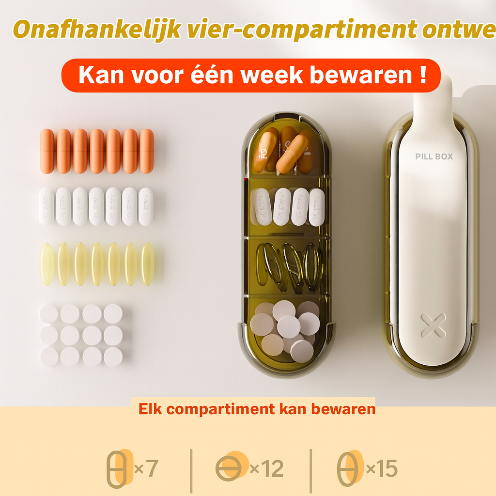 2-in-1 draagbare pillenvergruizer en gelaagde pillendoos
