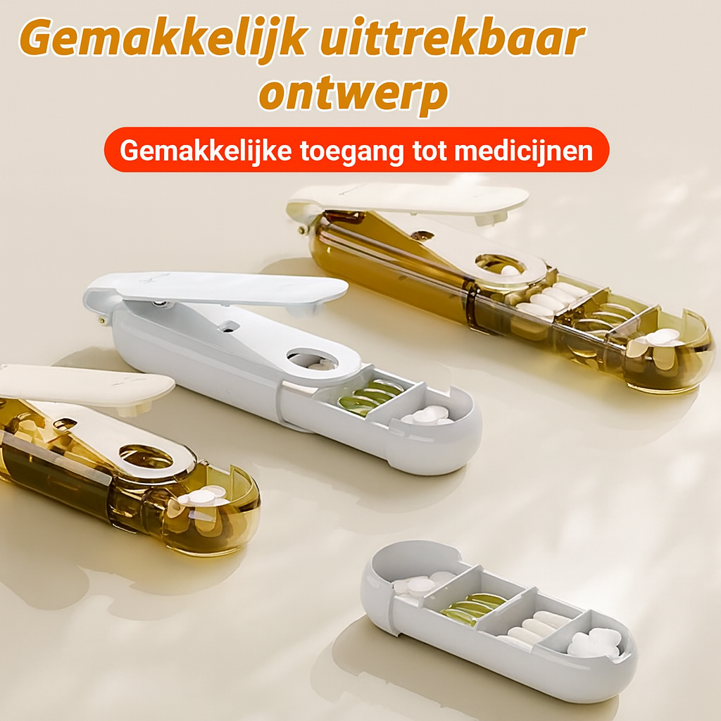 2-in-1 draagbare pillenvergruizer en gelaagde pillendoos