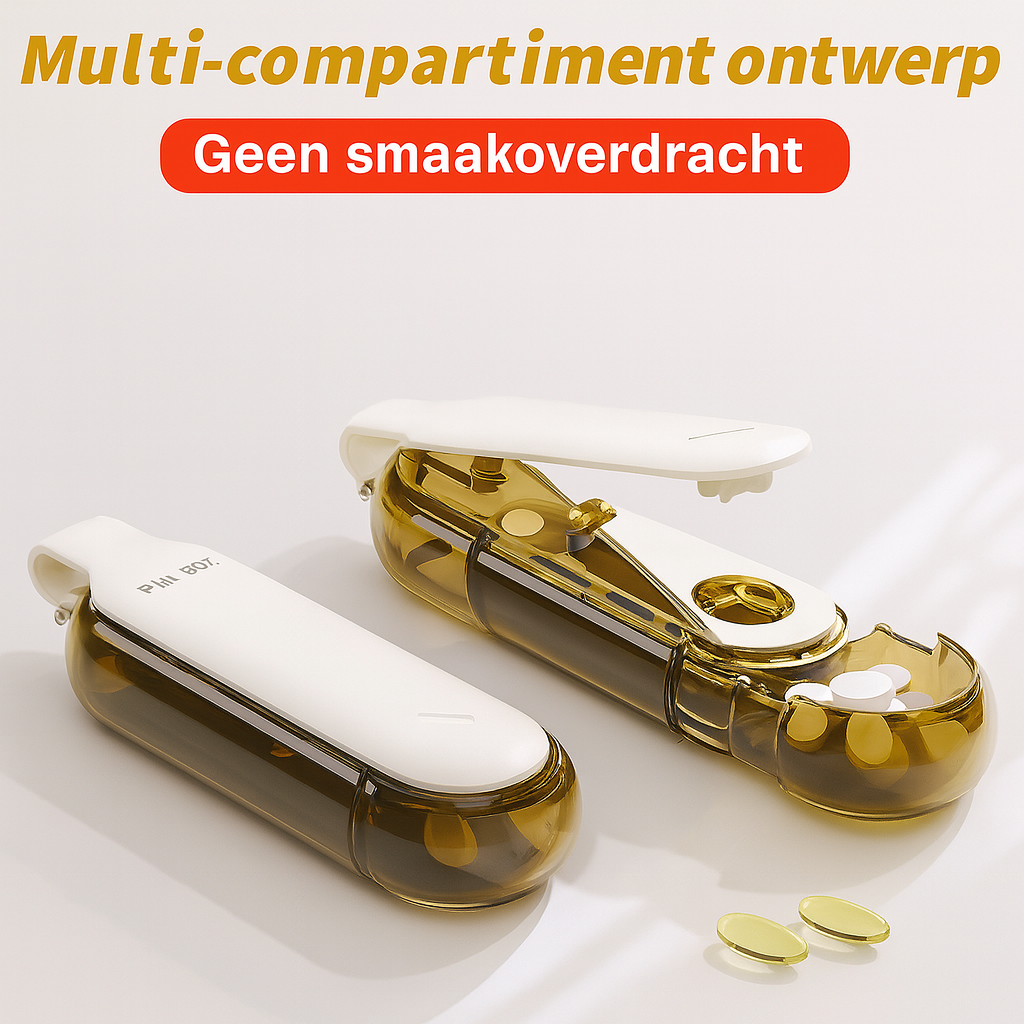 2-in-1 draagbare pillenvergruizer en gelaagde pillendoos