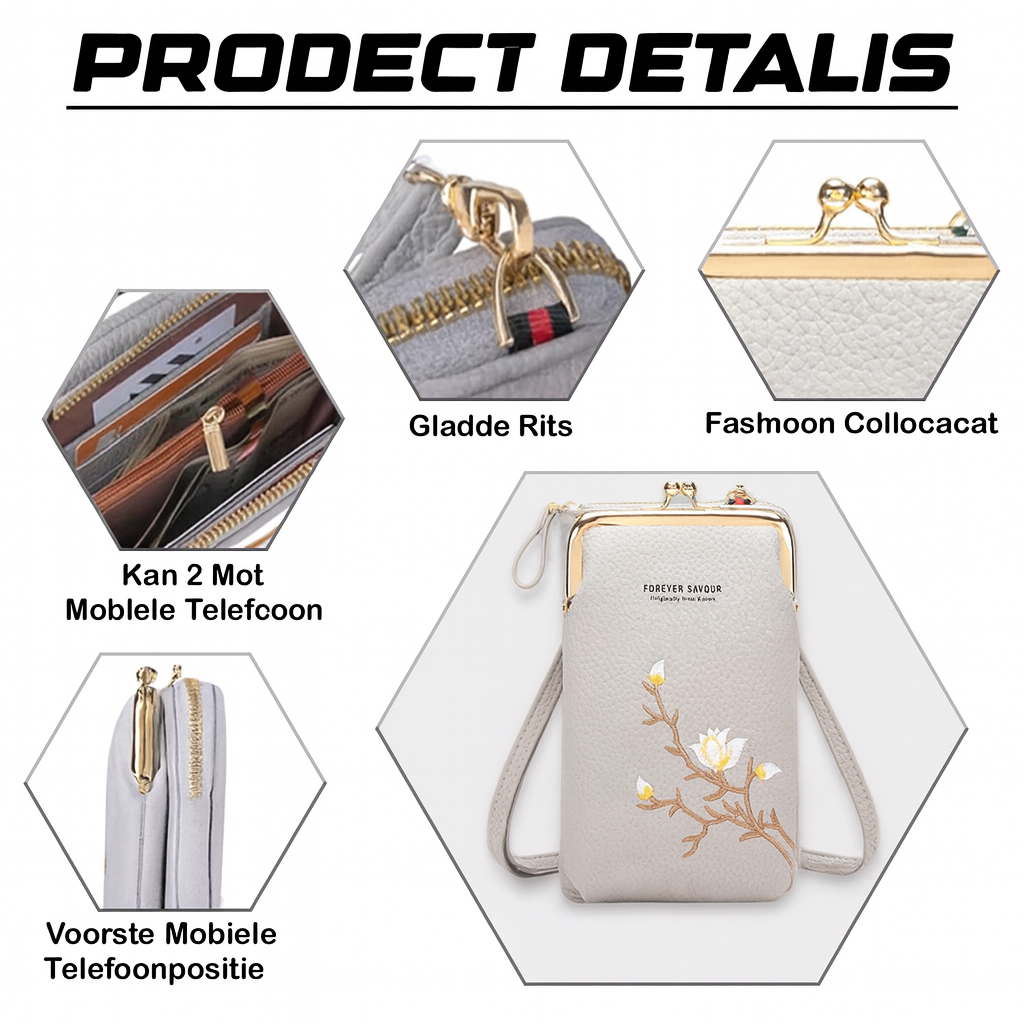 Dames Crossbody Portemonnee – Met Telefoonvak en Schouderband