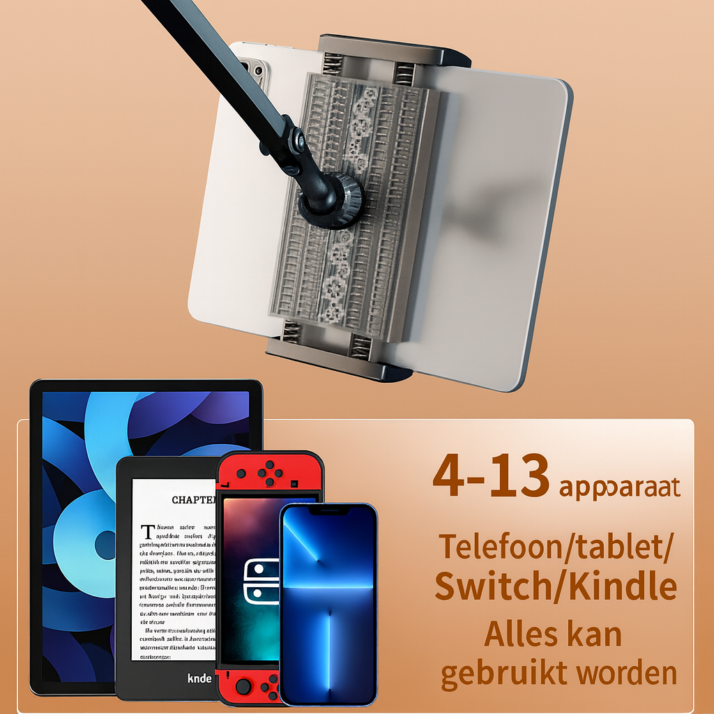 Verborgen Bedhouder – Uitschuifbare Stand voor Telefoon & Tablet