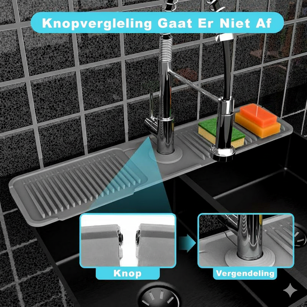 Opvouwbare Spatmat voor de Kraan - Houdt het Aanrecht Droog