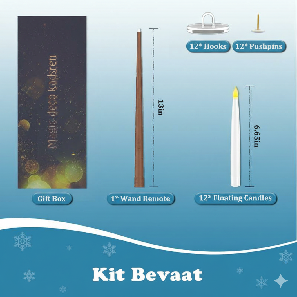12 Zwevende LED Kaarsen met Toverstaf Afstandsbediening - Vlamloze Hangende Kaarsen voor Kerst- &amp; Halloween Decoratie
