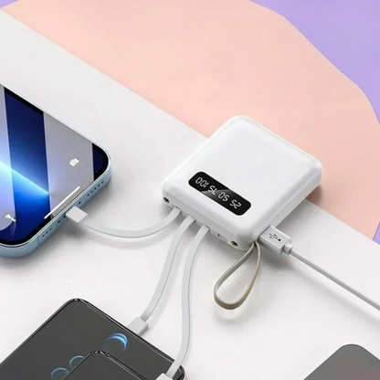 5000mAh Mini Power Bank met Ingebouwde Kabels | + Ingebouwde Zaklamp