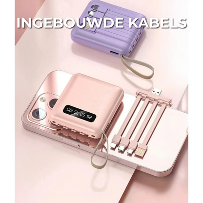 5000mAh Mini Power Bank met Ingebouwde Kabels | + Ingebouwde Zaklamp