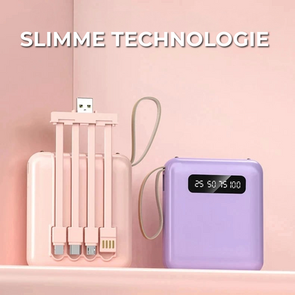 5000mAh Mini Power Bank met Ingebouwde Kabels | + Ingebouwde Zaklamp