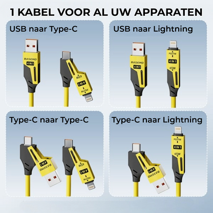 4-In-1 Uittrekbare Oplader | 150cm