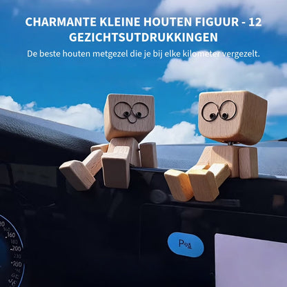 Charmant Houten figuur - 12 Gezichtsuitdrukkingen