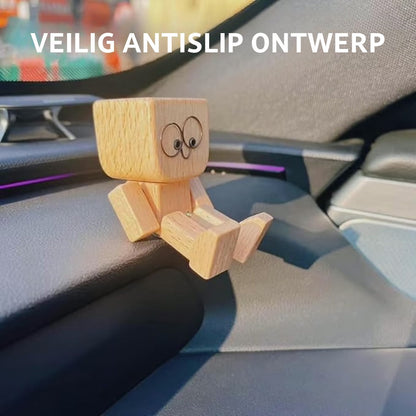 Charmant Houten figuur - 12 Gezichtsuitdrukkingen