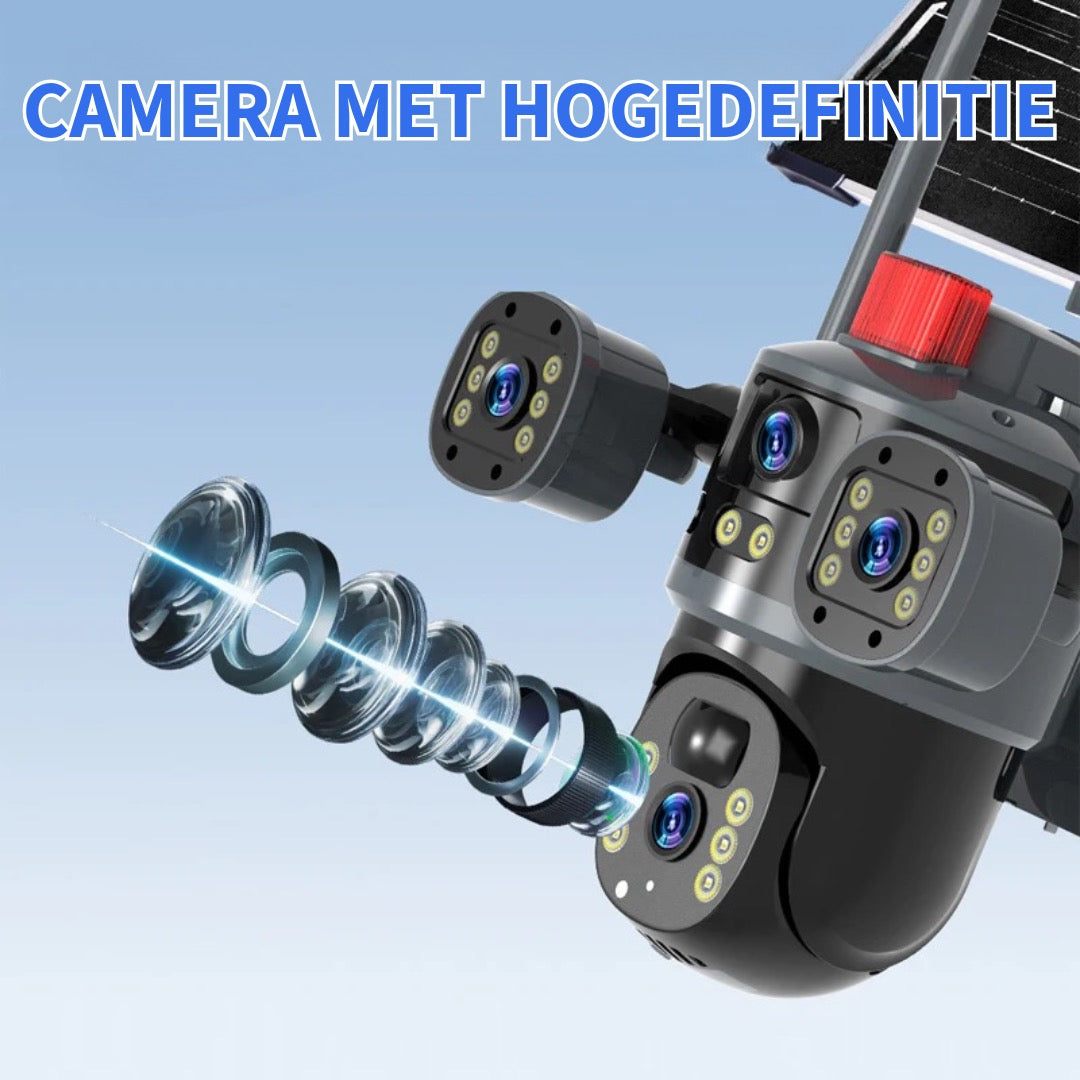 Drievoudige Lens Zonne-energie Domecamera