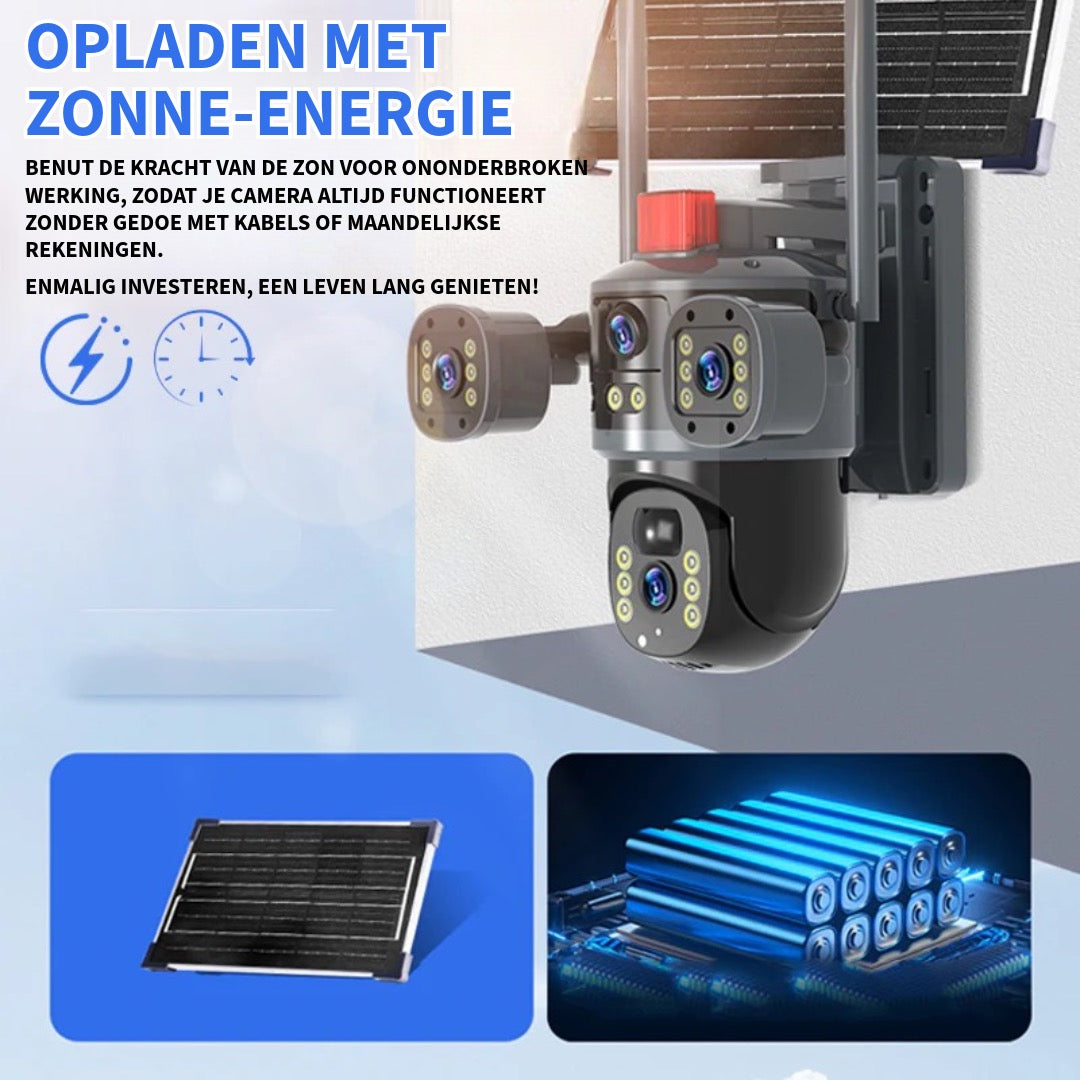 Drievoudige Lens Zonne-energie Domecamera