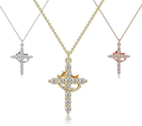Choker met Kroon- en Kruishanger – Eenvoudig en Stijlvol