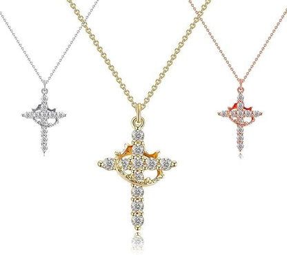 Choker met Kroon- en Kruishanger – Eenvoudig en Stijlvol