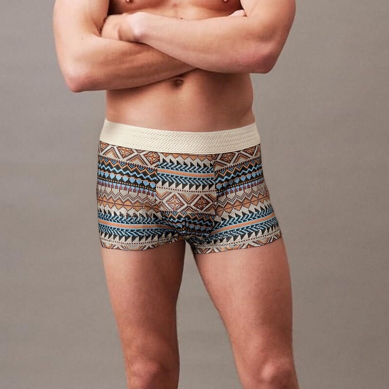 Ademende boxershorts voor heren met geometrisch patroon-1 Set（3 Stuks）