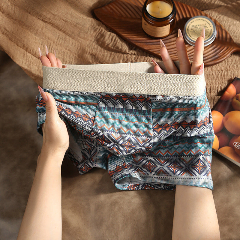 Ademende boxershorts voor heren met geometrisch patroon-1 Set（3 Stuks）