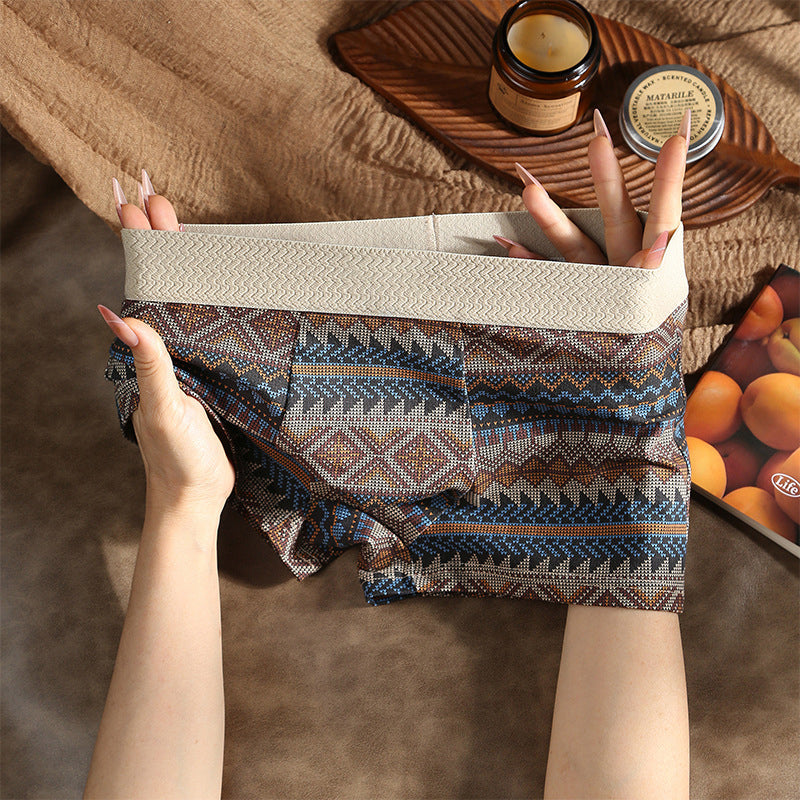 Ademende boxershorts voor heren met geometrisch patroon-1 Set（3 Stuks）